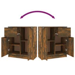 Berkfield Home Sideboards 2 pcs Smoked Oak 60x30x70 cm Engineered Wood in Brown - Size: 60 x 30 x 70 cm - thumbnail 9