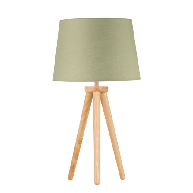 First Choice Lighting Voyage - Light Oak Table Lamp or Bedside Light with Sage Green Shade in Brown - image 1