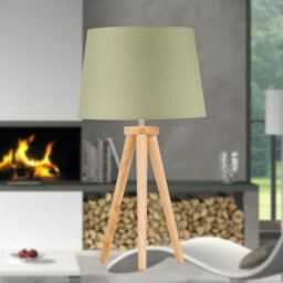 First Choice Lighting Voyage - Light Oak Table Lamp or Bedside Light with Sage Green Shade in Brown - thumbnail 4