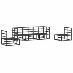 Berkfield Home Garden Sofa Set with Cushion with Pillow 5 pcs Black Aluminium - thumbnail 7