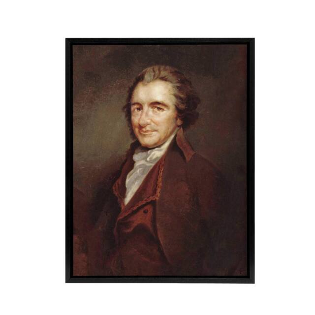 "Artery8 Thomas Paine Portrait Founding Father Framed Canvas Wall Art Print - Size: W12"" x H16""" - image 1