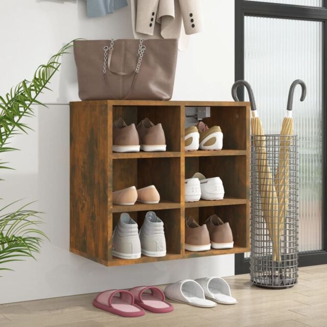 Berkfield Home Shoe Cabinet Smoked Oak 52.5x30x50 cm in Brown - image 1