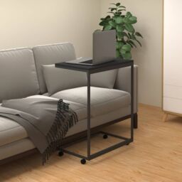 Berkfield Home Side Table with Wheels Black 55x35x70 cm Engineered Wood - Size: 55 x 35 x 70 cm - thumbnail 1
