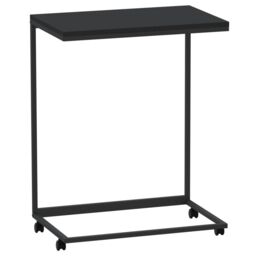 Berkfield Home Side Table with Wheels Black 55x35x70 cm Engineered Wood - Size: 55 x 35 x 70 cm - thumbnail 2