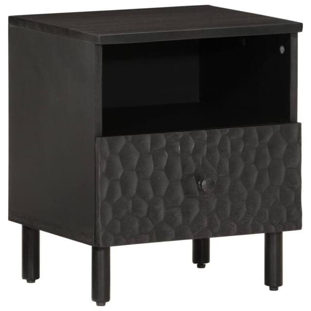 Berkfield Home Bedside Cabinets 2 pcs Black 40x33x46 cm Solid Wood Mango - Size: 40 x 33 x 46 cm - image 1