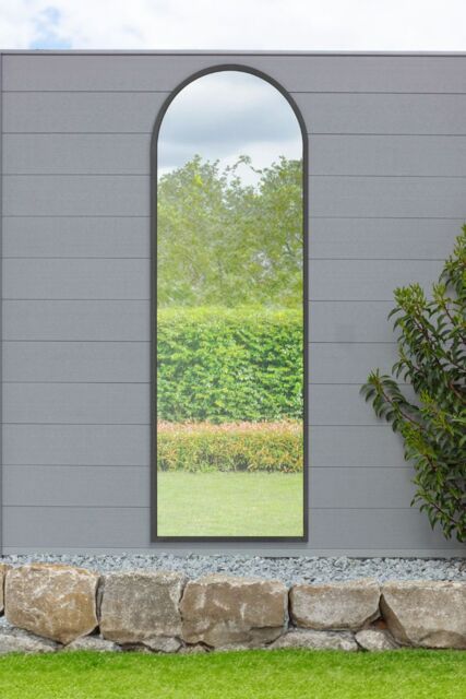 "MirrorOutlet Black Framed Arched Garden Wall Mirror 71"" X 24"" (180CM X 60CM) - Size: 1 Pack" - image 1