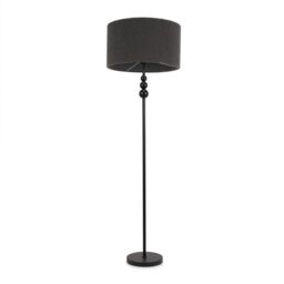 ValueLights Marissa Charcoal Boucle Shade with Black Stacked Ball Floor Lamp with LED Bulb - thumbnail 2
