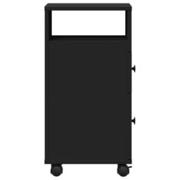 Berkfield Home Narrow Bathroom Cabinet with Wheels Black Engineered Wood - thumbnail 5