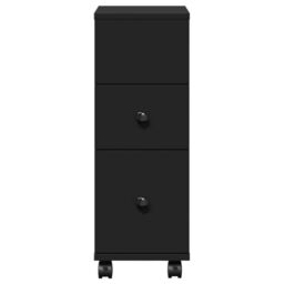 Berkfield Home Narrow Bathroom Cabinet with Wheels Black Engineered Wood - thumbnail 4