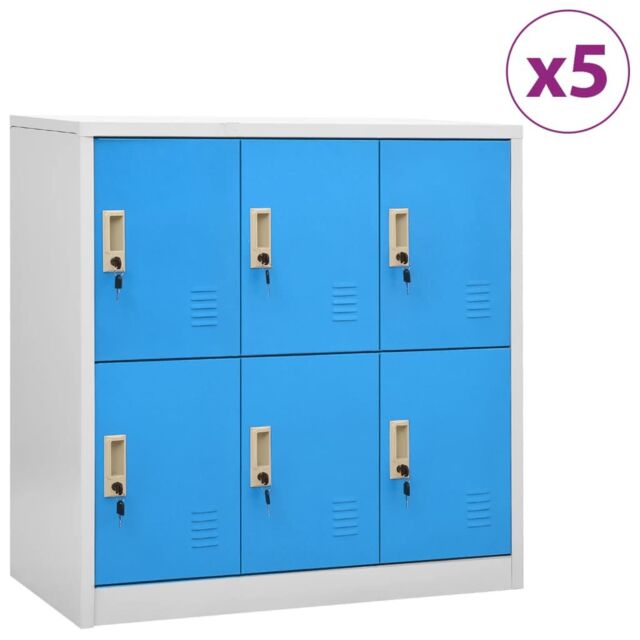Berkfield Home Locker Cabinets 5 pcs Light Grey & Blue 90x45x92.5 cm Steel - image 1