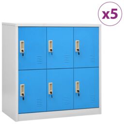 Berkfield Home Locker Cabinets 5 pcs Light Grey & Blue 90x45x92.5 cm Steel - thumbnail 1