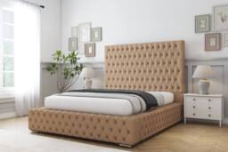 "Sloomy Ambassador Dumfries Frame-Mattress - 50"" Upholstered Headboard in Light Brown - Size: King" - thumbnail 2
