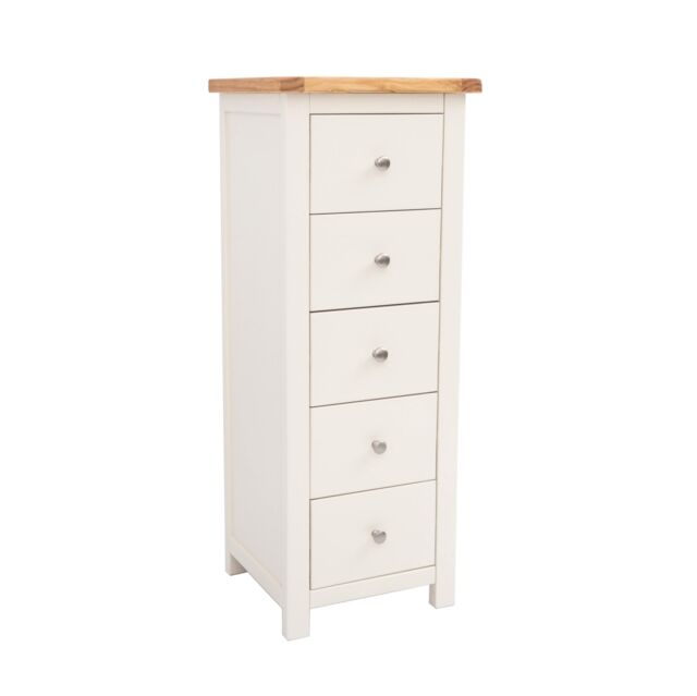 Cabinet Bits Maggiori 5 Drawer Narrow Chest of Drawers Chrome Knob in Off-White - image 1