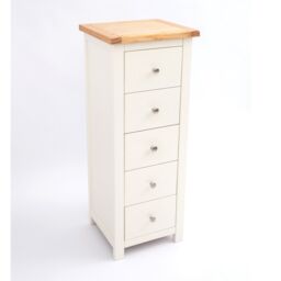 Cabinet Bits Maggiori 5 Drawer Narrow Chest of Drawers Chrome Knob in Off-White - thumbnail 3