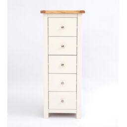 Cabinet Bits Maggiori 5 Drawer Narrow Chest of Drawers Chrome Knob in Off-White - thumbnail 2