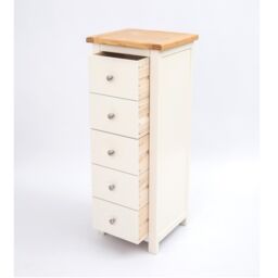 Cabinet Bits Maggiori 5 Drawer Narrow Chest of Drawers Chrome Knob in Off-White - thumbnail 4
