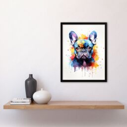 "Artery8 Wall Art Print French Bulldog Lovers Gift Watercolour Pet Portrait Painting Artwork Art Framed - Size: W12"" x H16""" - thumbnail 4