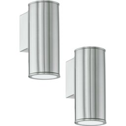 Loops 2 PACK IP44 Outdoor Wall Light Stainless Steel 1x 3W GU10 Porch Down Lamp in Metallics - thumbnail 1