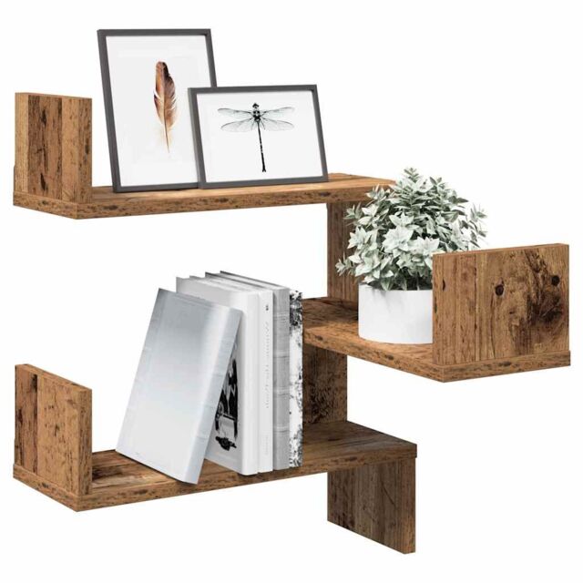 Berkfield Home Wall Corner Shelf Old Wood 40x40x49.5 cm Engineered Wood in Brown - image 1