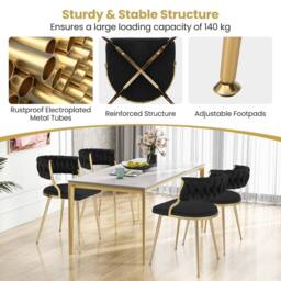 Costway 2PCS Dining Chairs Upholstered Armless Velvet Accent Chair Woven Back in Black - thumbnail 4
