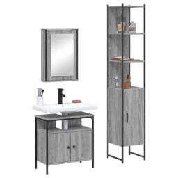 Berkfield Home Durable 3 Piece Bathroom Furniture Set Grey Sonoma Engineered Wood - thumbnail 2