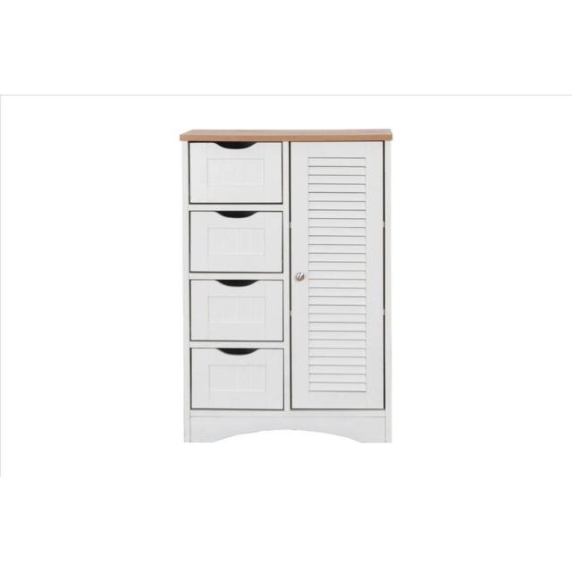 FORGEVIO Bathroom Storage Cabinet Cupboard Drawers, 2 Shelves White & Oak - image 1