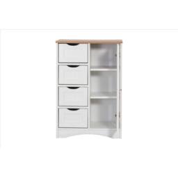 FORGEVIO Bathroom Storage Cabinet Cupboard Drawers, 2 Shelves White & Oak - thumbnail 2
