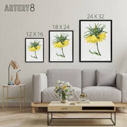 "Artery8 Yellow Crown Imperial Flower Redoute Black Framed Canvas Wall Art in White - Size: W12"" x H16""" - thumbnail 4