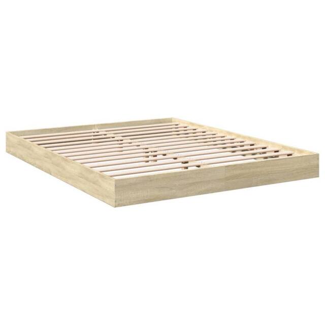 Berkfield Home Modern Bed Frame without Mattress Sonoma Oak 160x200 cm Engineere in Light Oak - image 1