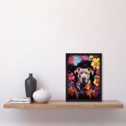 Artery8 Wall Art Print Staffordshire Bull Terrier Dog Lover Gift Pet Portrait Vibrant Blue Orange Purple Artwork Painting Art Framed - thumbnail 4