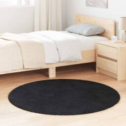 Berkfield Home Shaggy Rug High Pile NAVARRA Black 120x120 cm Polyester - Size: Medium - thumbnail 2