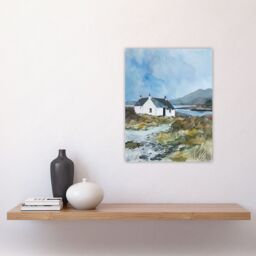 "Artery8 Isle Harris Crofters Cottage Scotland Landscape Wall Art Print in Blue - Size: W12"" x H16""" - thumbnail 4