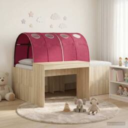 Berkfield Home Bed with Tunnel 3 pcs Artisian Oak & Red Engineered Wood in Brown - thumbnail 1