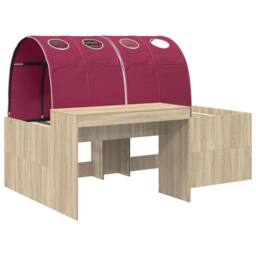 Berkfield Home Bed with Tunnel 3 pcs Artisian Oak & Red Engineered Wood in Brown - thumbnail 3