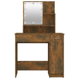 Berkfield Home Dressing Table with LED Smoked Oak 86.5x35x136 cm in Brown - thumbnail 5
