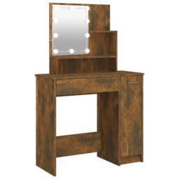 Berkfield Home Dressing Table with LED Smoked Oak 86.5x35x136 cm in Brown - thumbnail 2
