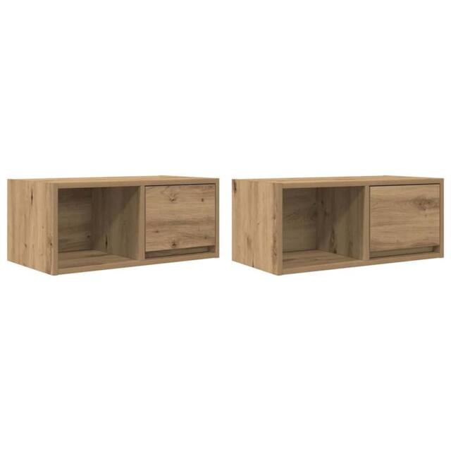 Berkfield Home TV Cabinets 2 pcs Artisan Oak 60x31x25.5 cm Engineered Wood in Brown - image 1