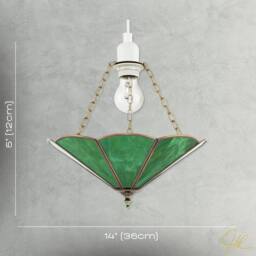 Happy Homewares Classic Coloured Tiffany Glass Easy Fit Pendant Shade with Brass Trims in Green - Size: 14 inches - thumbnail 7