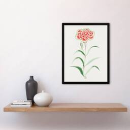 Artery8 Vintage Japan Botanical Framed Wall Art Print Carnation Flower in Blue - Size: A4 - thumbnail 2