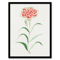 Artery8 Vintage Japan Botanical Framed Wall Art Print Carnation Flower in Blue - Size: A4 - thumbnail 1