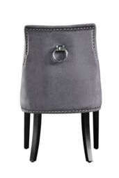 Life Interiors Single Velvet Dining Chair Ergonomic Scoop Knockerback & Button Tufted Wood Legs in Dark Grey - thumbnail 5