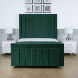 Living Comfort Bedz Elara Plush Velvet Upholstered Bed Slatted Base with 48Inch Headboard in Green - Size: Single - thumbnail 2