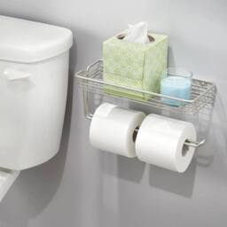 Kelvenix Bathroom Double Wall Mounted Toilet Paper Roll Holder in Silver - thumbnail 3