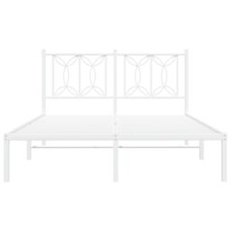 Berkfield Home Metal Bed Frame without Mattress with Headboard White 135x190cm - Size: 135x190 cm - thumbnail 4