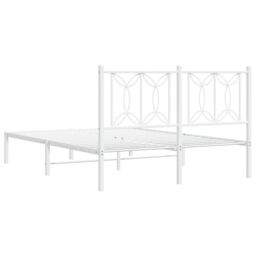 Berkfield Home Metal Bed Frame without Mattress with Headboard White 135x190cm - Size: 135x190 cm - thumbnail 6