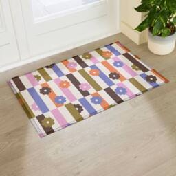 Artsy Mats Elizabeth Olwen Petal Stripes Indoor/Outdoor Doormat (90x60cm) in Purple - Size: 60 x 90 cm