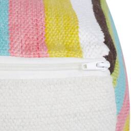 Wyld and Coco Handwoven Cotton Pouffe Multicolour Geometric Pattern Tassels - thumbnail 6
