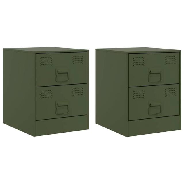 Berkfield Home Bedside Cabinets 2 pcs Green 34.5x39x44 cm Steel - image 1