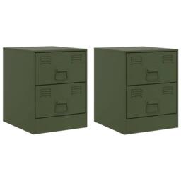 Berkfield Home Bedside Cabinets 2 pcs Green 34.5x39x44 cm Steel