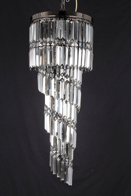 Netlighting Toronto 9 Light Gun Metal Smoked Crystal Flush Fitting in Black